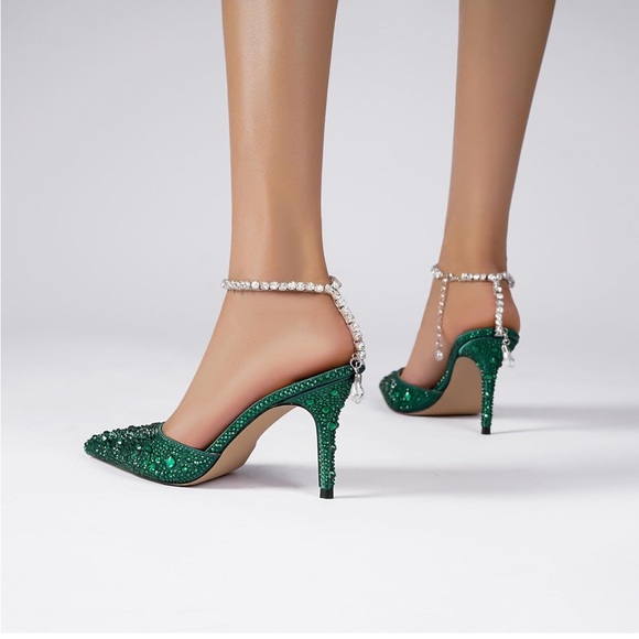 No Boundaries Shoes - No Boundaries Green Sparkly Heels
